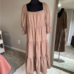 Brown Tiered Ruffled Dress from Amazons The Drop